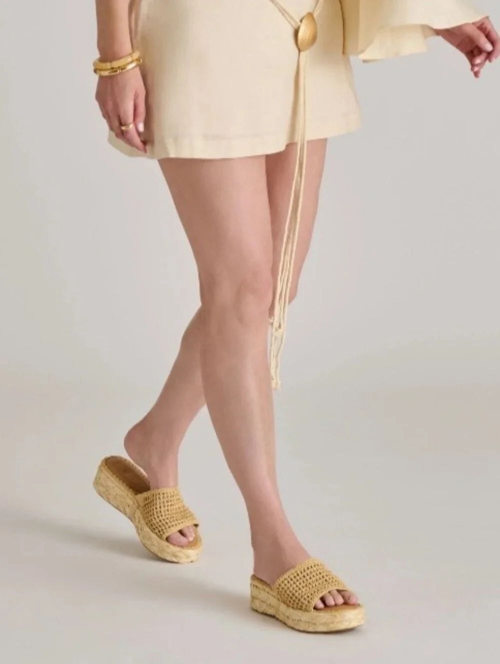 🆕️👡Dolce Vita CHAVI MESH Natural Woven Raffia Sandals, Sz 8-1/2